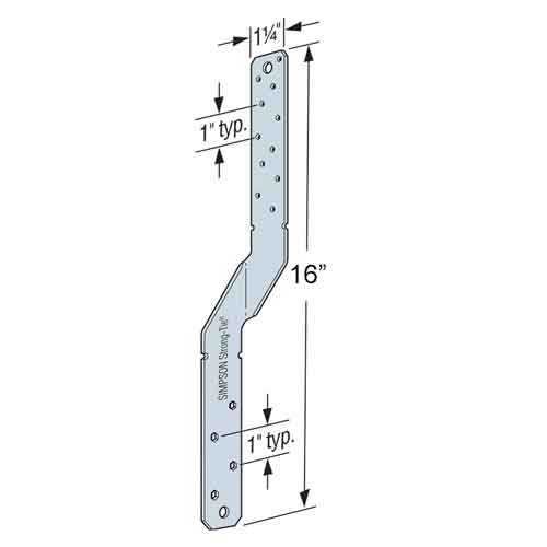 Simpson Strong-Tie MTSM16 Twist Straps - Dimension