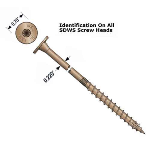 Simpson Structural Screws SDWS221000DB-R50 .22-Inch by 10-Inch with T-40 drive Exterior Structrual Wood Screw 50-Pack