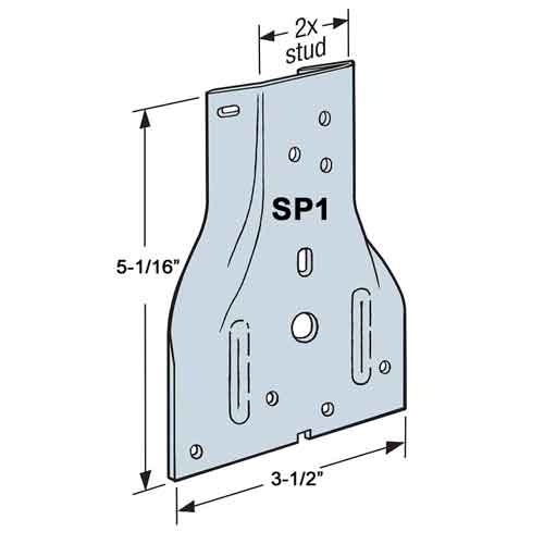 Simpson Strong-Tie SP1 Stud Plate Tie - Dimensions