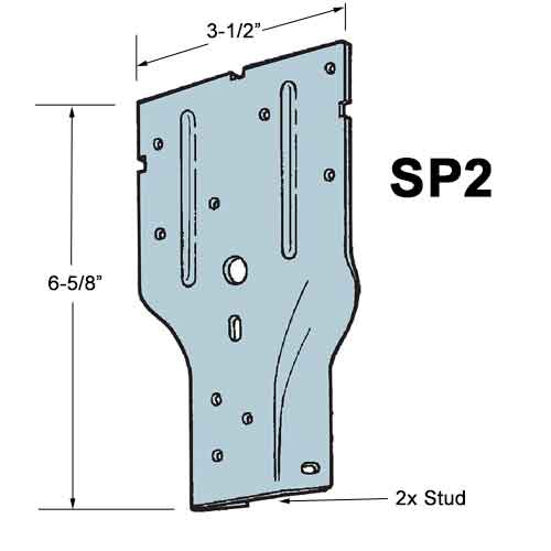 Simpson Strong-Tie SP2 Stud Plate Tie - Dimensions