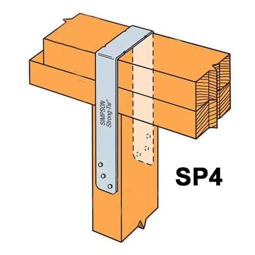 Simpson Strong-Tie SP4 Stud Plate Tie - Top Plate Installed