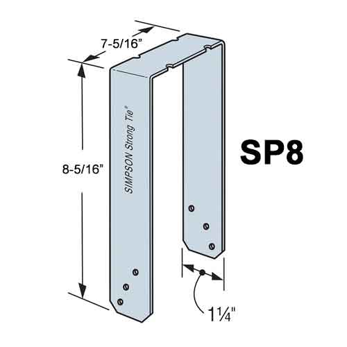 Simpson Strong-Tie SP8 Stud Plate Tie - Dimensions