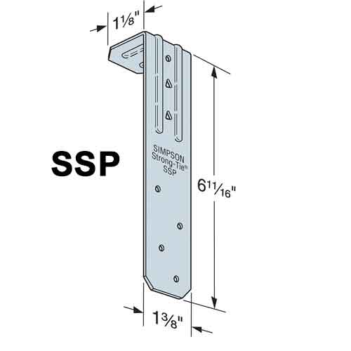 Simpson Strong-Tie SSP Stud Plate Dimensions