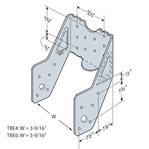 Simpson TBE Truss Bearing Enhancer Dimensions